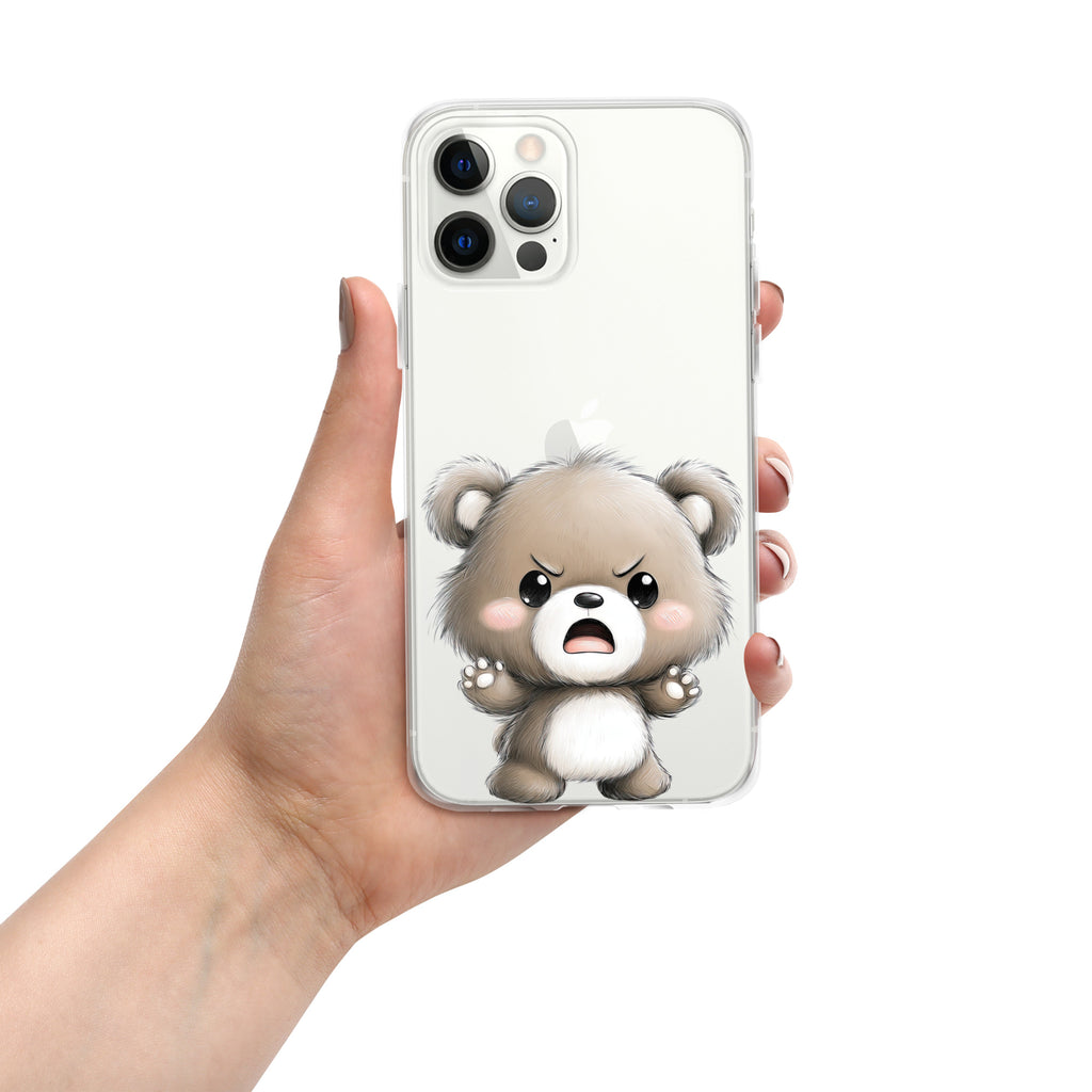 Angry Cute Bear Clear Case for iPhone 12 Pro Max - Funny Kawaii Bear Protective Cover
