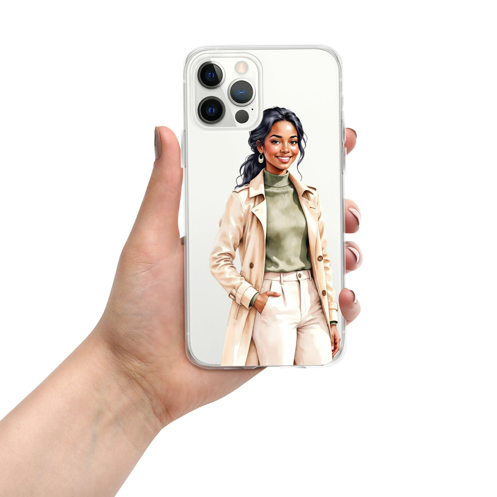 Chic Autumn Style Clear Case for iPhone 12 Pro Max - Fashion Illustration Protective Cover