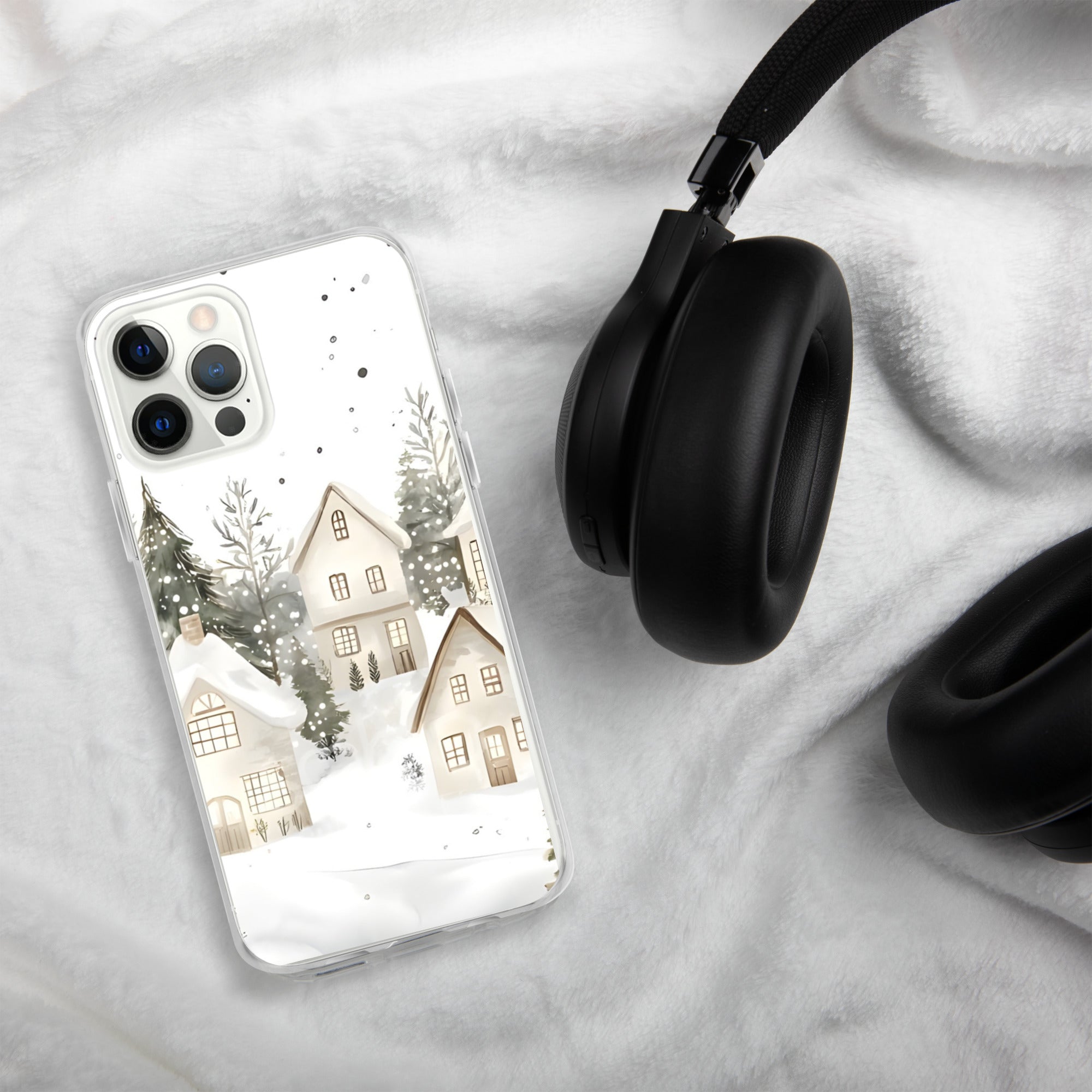 Winter Snow Village Clear Case for iPhone 12 Pro Max - Durable & Stylish Protective Phone Cover