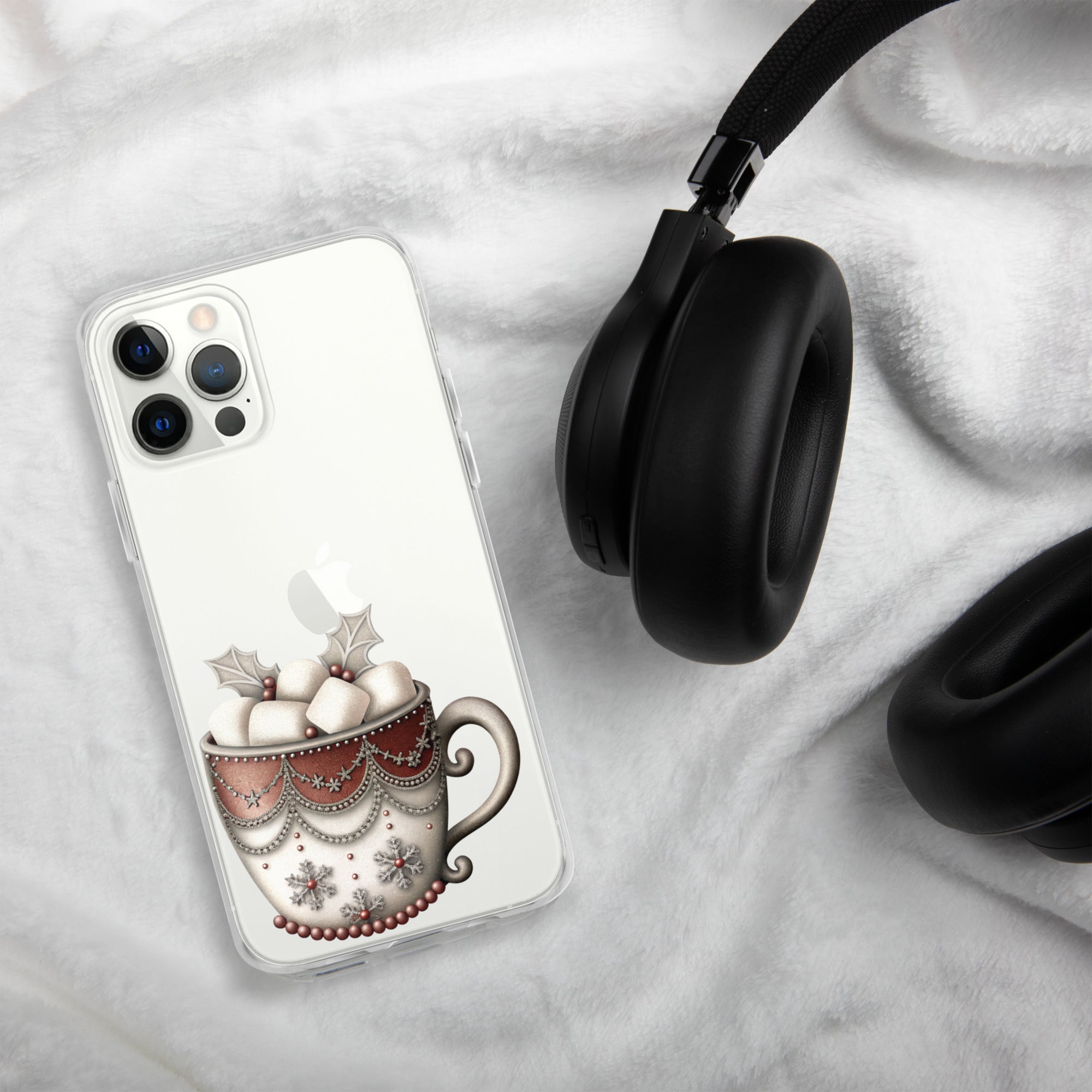 Holiday Cocoa Mug Clear Case for iPhone 12 Pro Max - Christmas Cozy Aesthetic Protective Cover