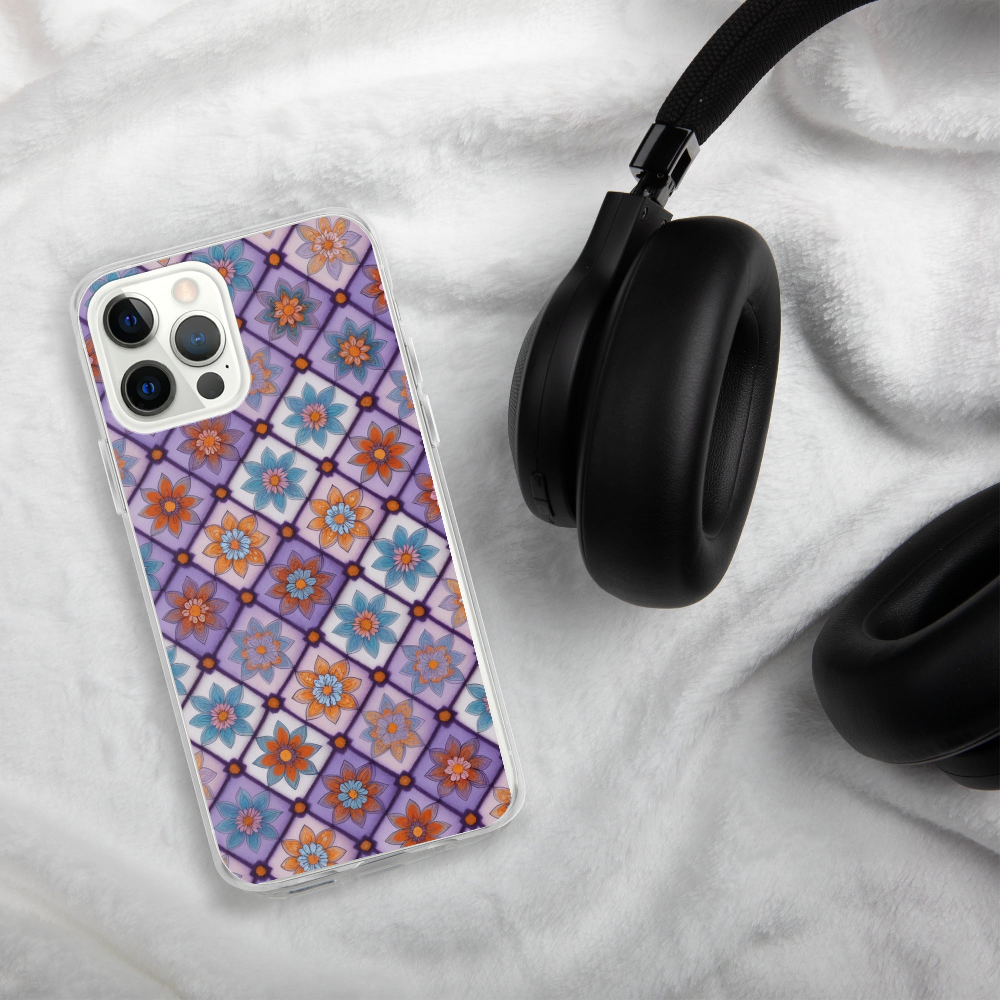 Violet Mosaic Blooms Clear Case for iPhone 12 Pro Max