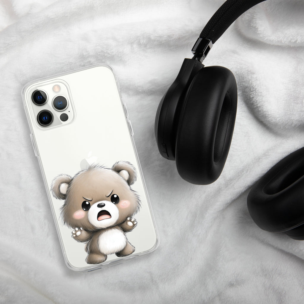 Angry Cute Bear Clear Case for iPhone 12 Pro Max - Funny Kawaii Bear Protective Cover