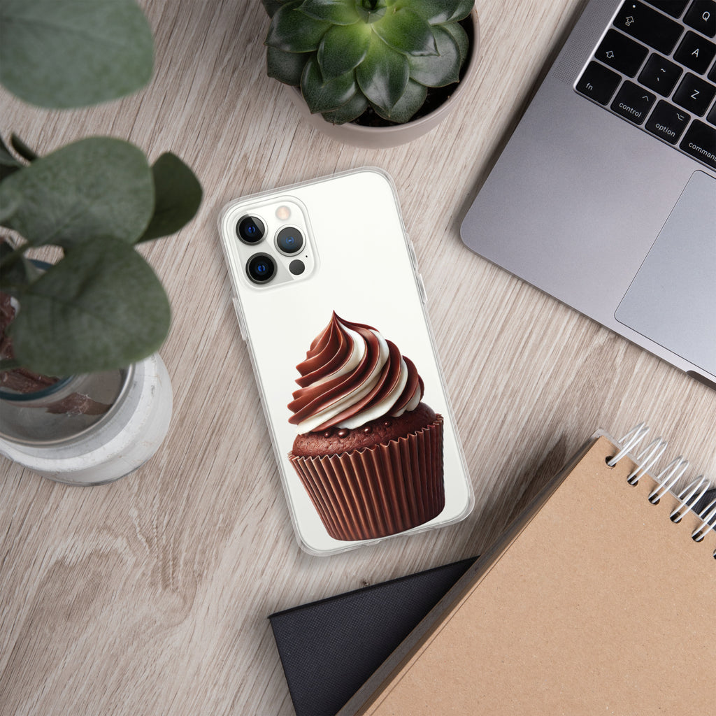 Chocolate Vanilla Swirl Cupcake Clear Case for iPhone 12 Pro Max - Dessert Aesthetic Protective Cover