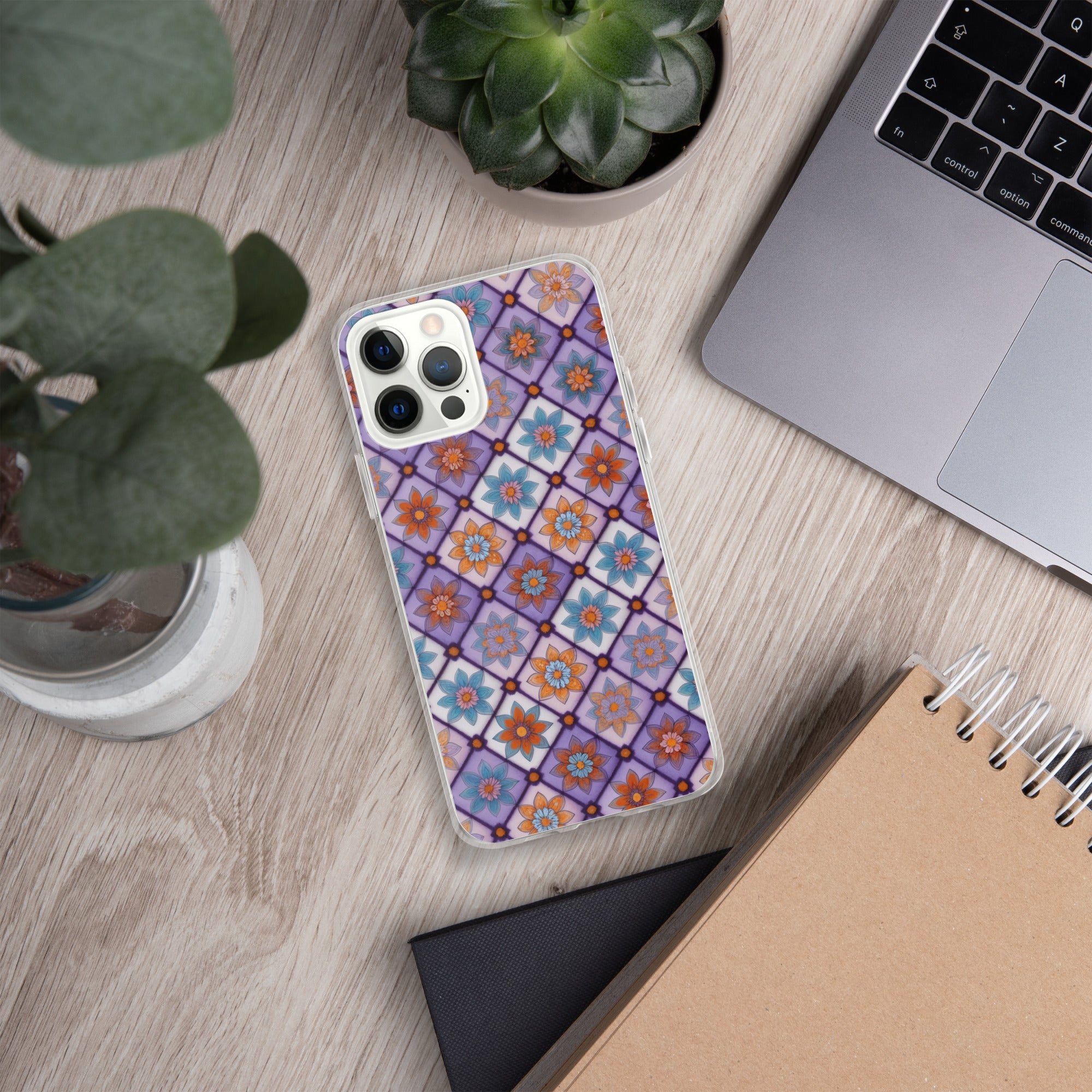 Violet Mosaic Blooms Clear Case for iPhone 12 Pro Max