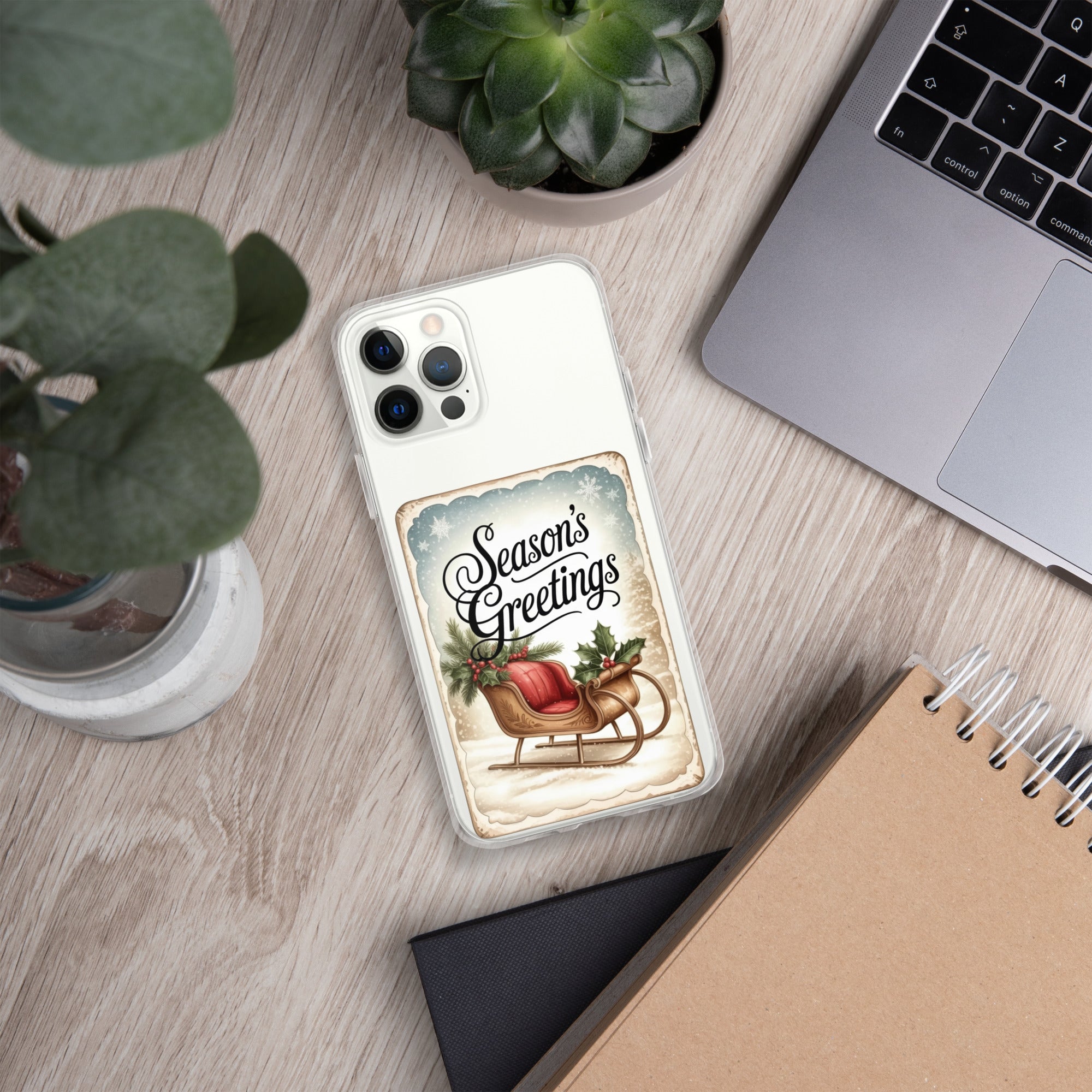 Season’s Greetings Vintage Holiday Clear Case for iPhone 12 Pro Max