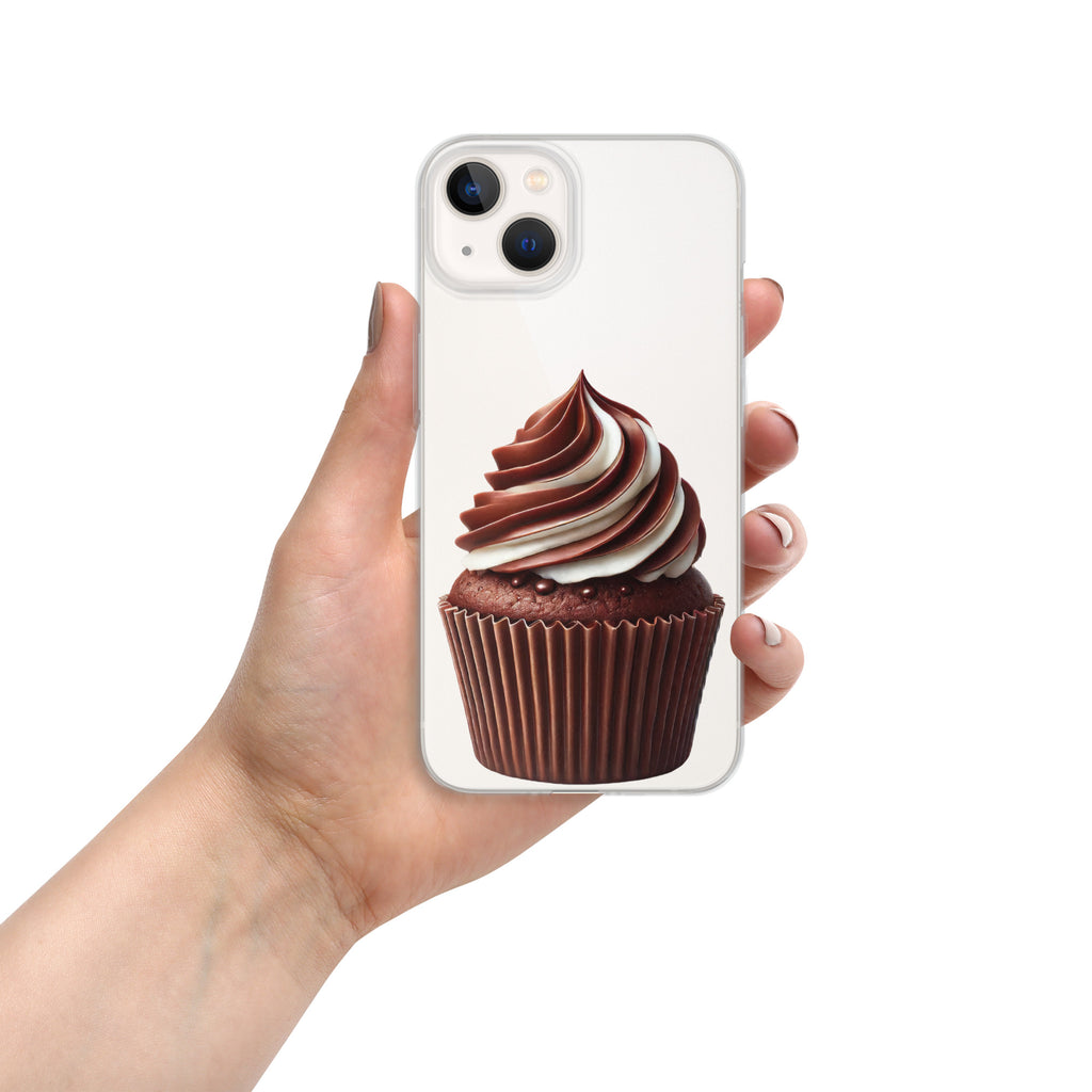 Chocolate Vanilla Swirl Cupcake Clear Case for iPhone 13 - Dessert Aesthetic Protective Cover