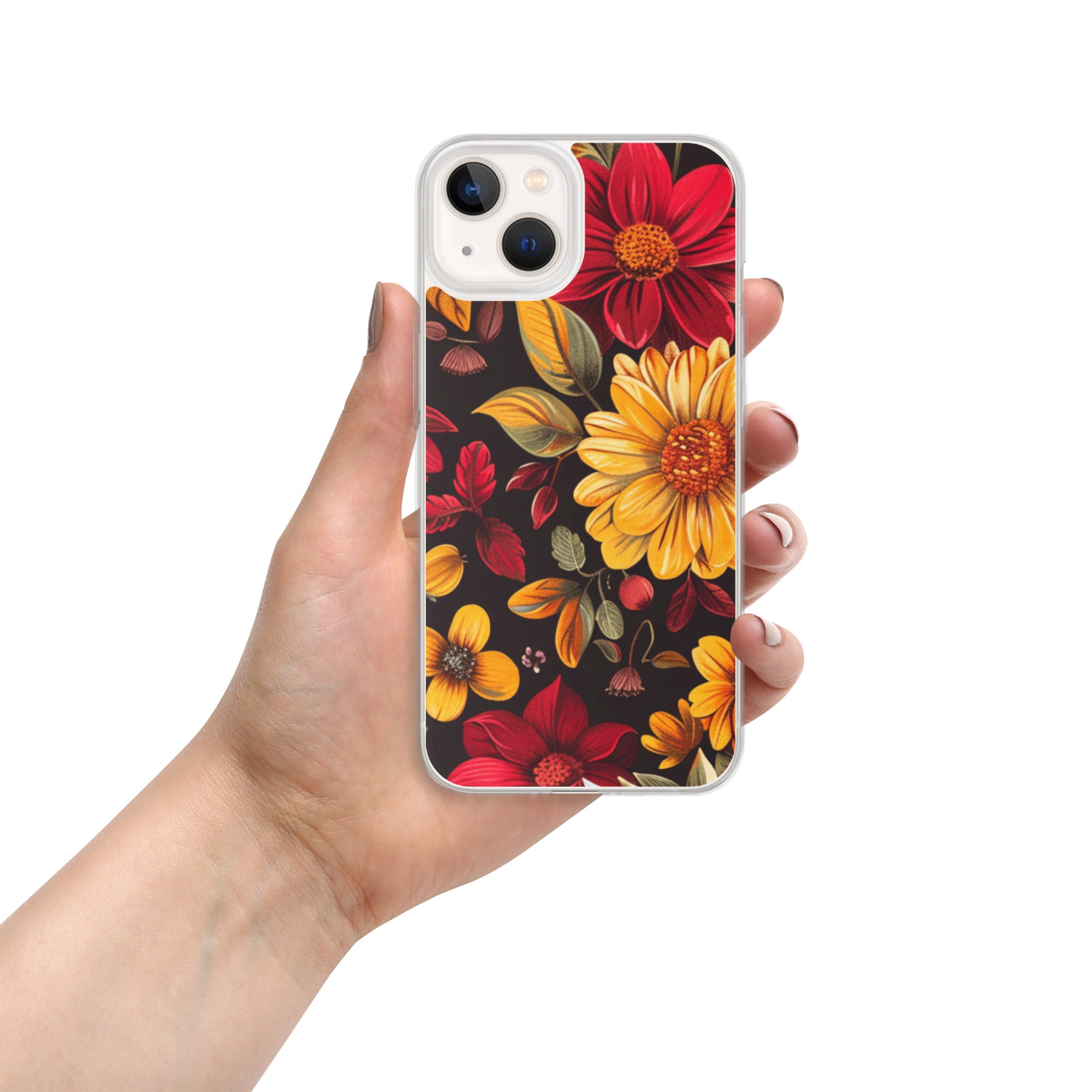 Twilight Flowerfield Clear Case for iPhone 13 - Durable & Stylish Protective Phone Cover