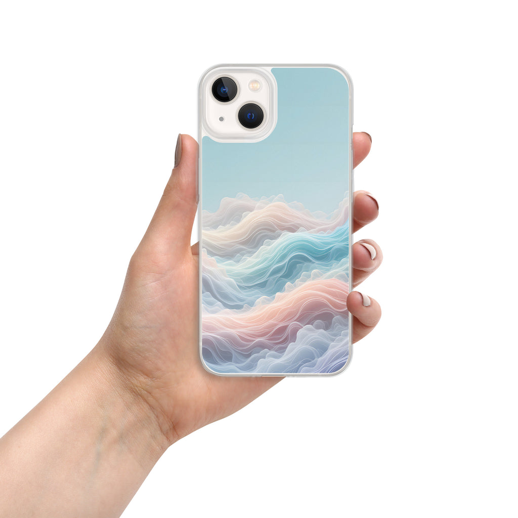 Horizon Dream Clear Case for iPhone 13 - Pastel Abstract Waves Protective Cover