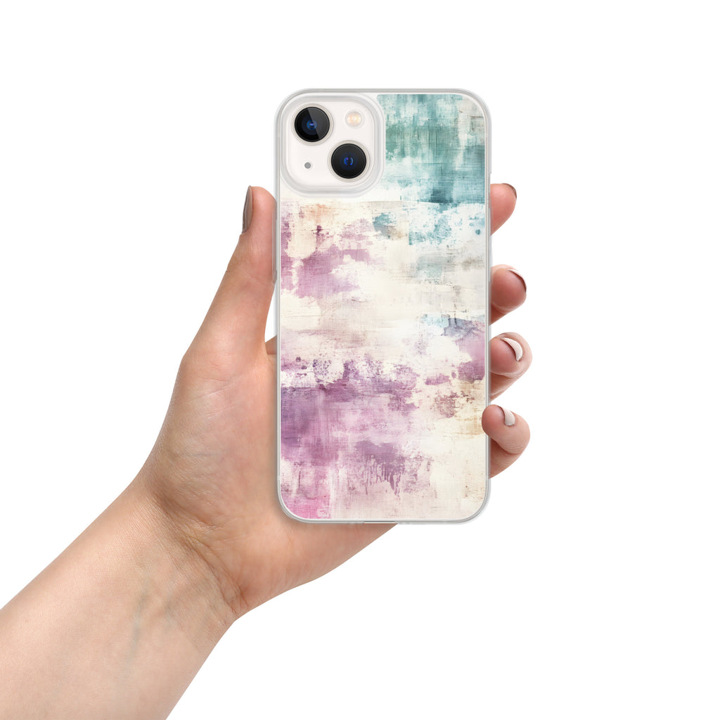 Pastel Abstract Brushstroke Clear Case for iPhone 13 - Artistic Pastel Pattern Protective Cover