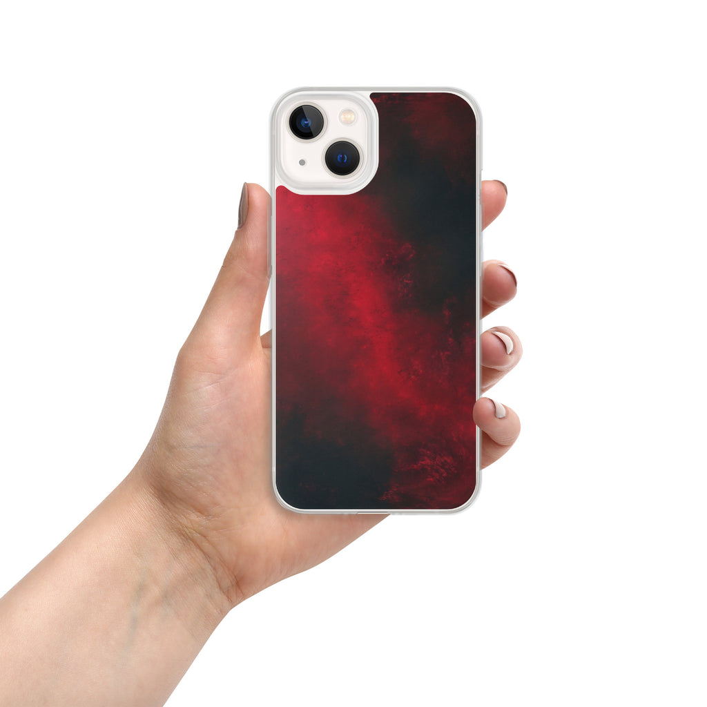 Crimson Nebula Clear Case for iPhone 13 - Red & Black Abstract Smoke Protective Cover