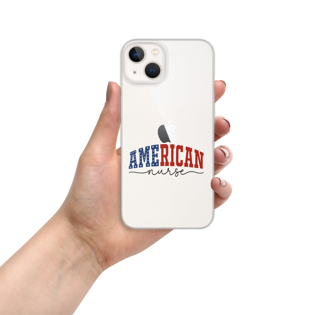 American Nurse Clear Case for iPhone 13 - Patriotic Red, White & Blue Nursing Pride Cover