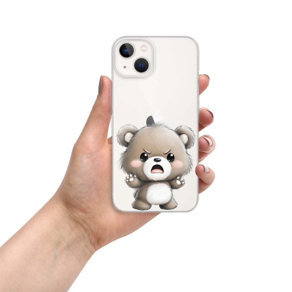Angry Cute Bear Clear Case for iPhone 13 - Funny Kawaii Bear Protective Cover