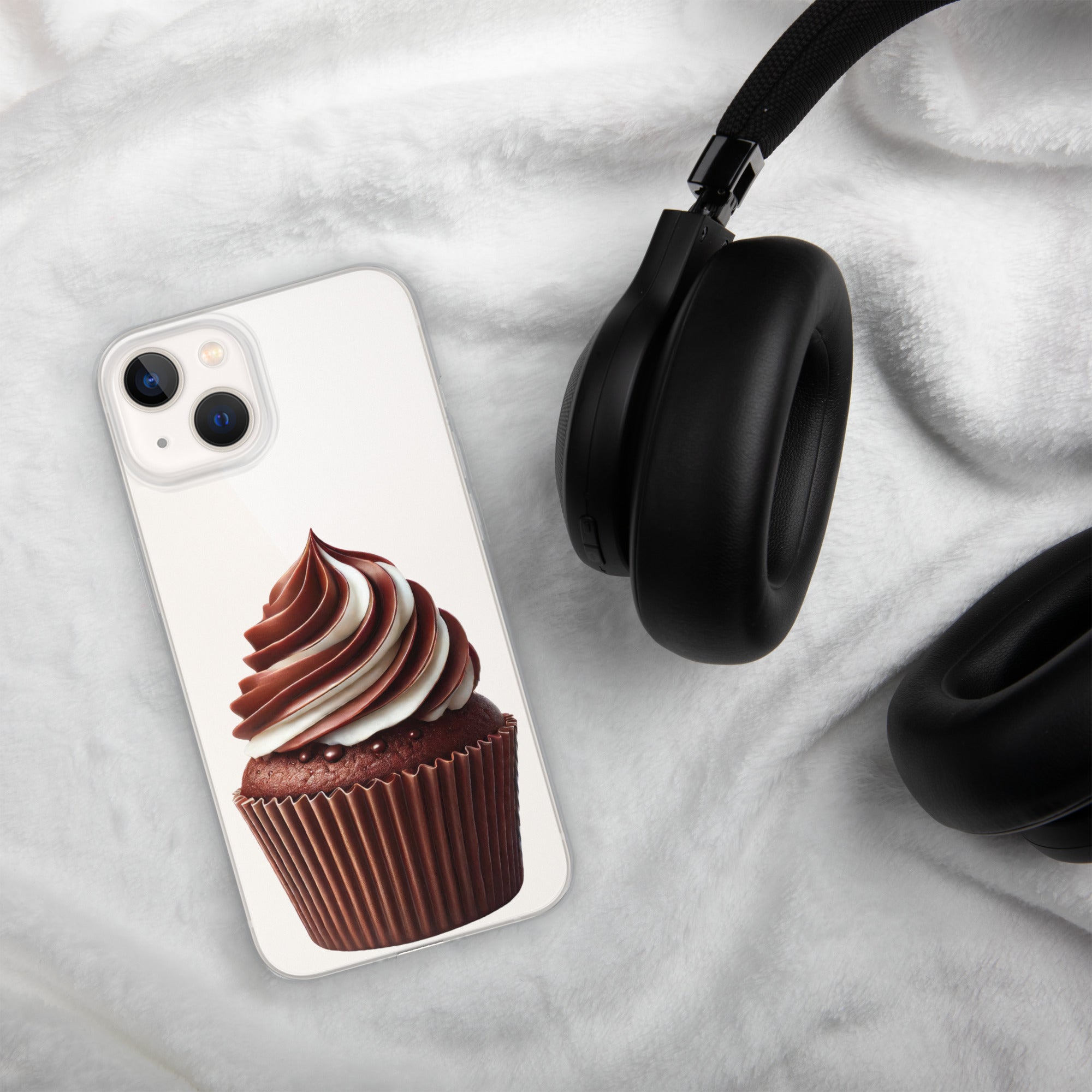 Chocolate Vanilla Swirl Cupcake Clear Case for iPhone 13 - Dessert Aesthetic Protective Cover