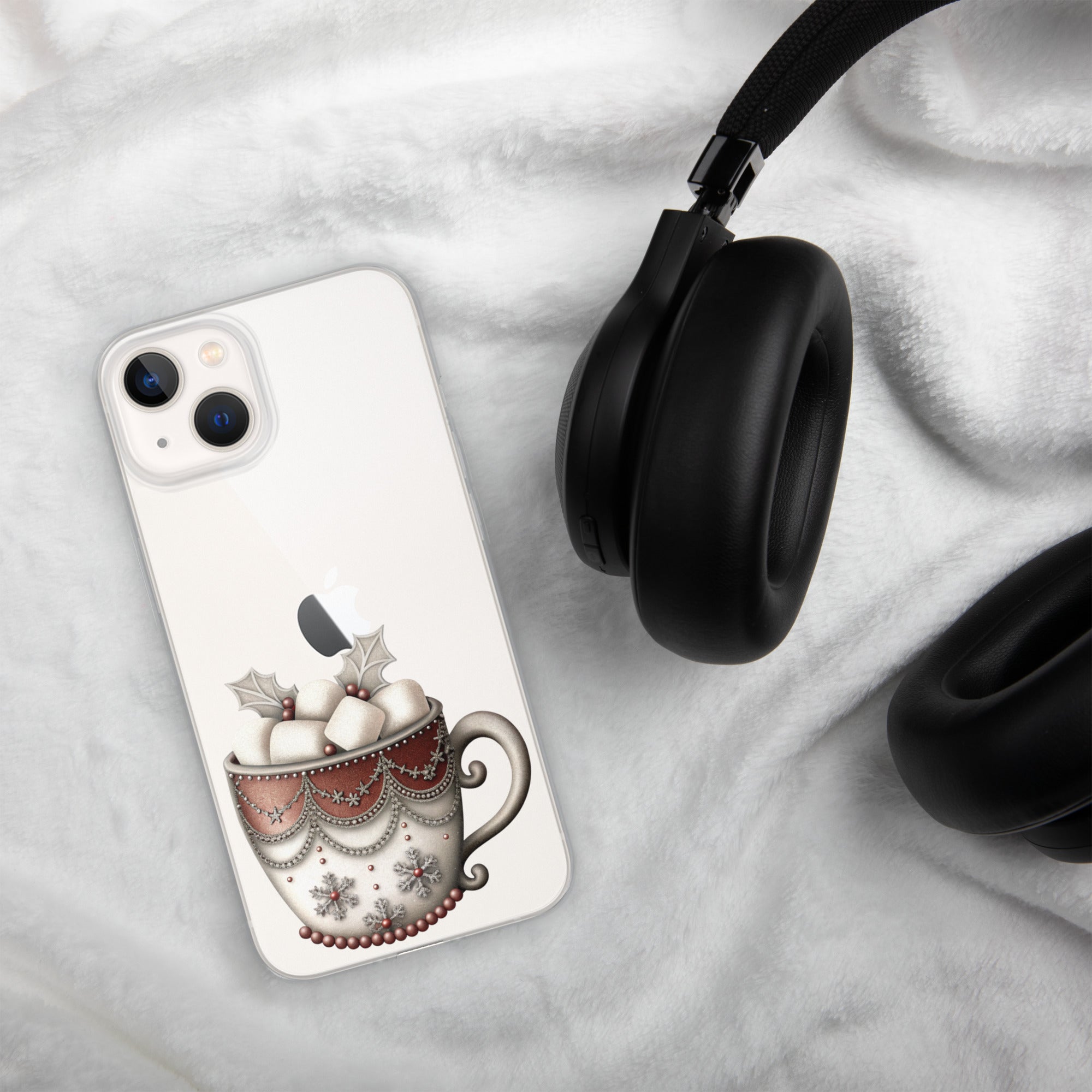 Holiday Cocoa Mug Clear Case for iPhone 13 - Christmas Cozy Aesthetic Protective Cover