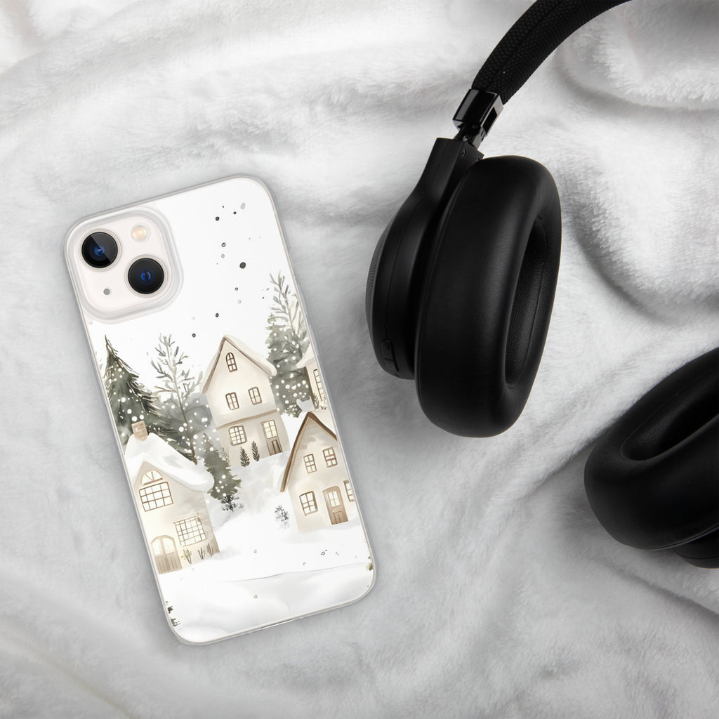 Winter Snow Village Clear Case for iPhone 13 - Durable & Stylish Protective Phone Cover