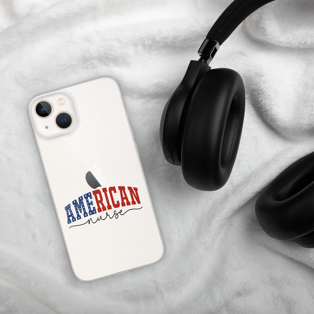 American Nurse Clear Case for iPhone 13 - Patriotic Red, White & Blue Nursing Pride Cover