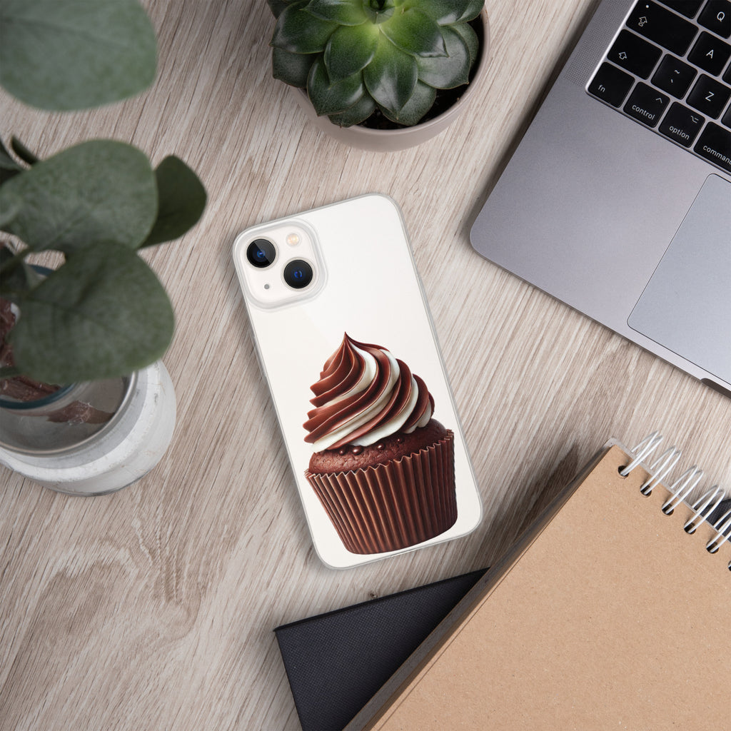 Chocolate Vanilla Swirl Cupcake Clear Case for iPhone 13 - Dessert Aesthetic Protective Cover