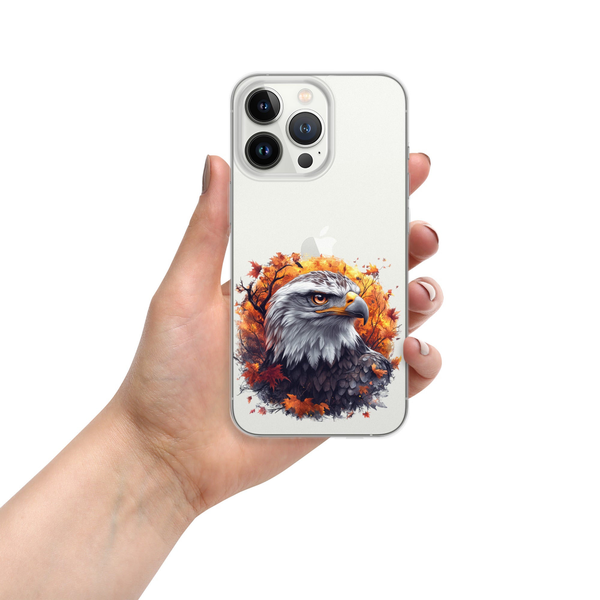 Autumn Eagle Spirit Clear Case for iPhone 13 Pro - Bald Eagle Fall Aesthetic Protective Cover