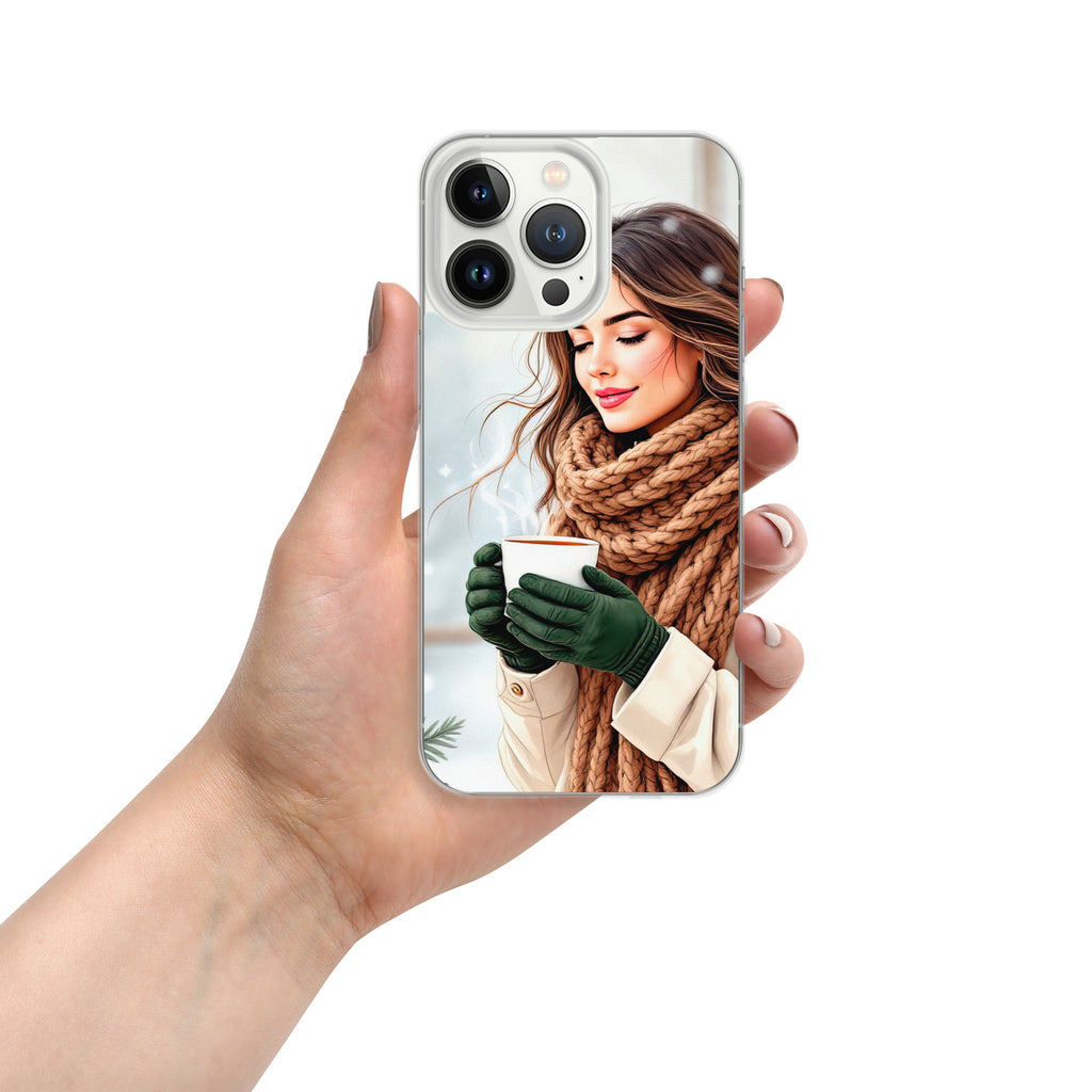 Cozy Winter Moments Clear Case for iPhone 13 Pro - Aesthetic Winter Girl Protective Cover