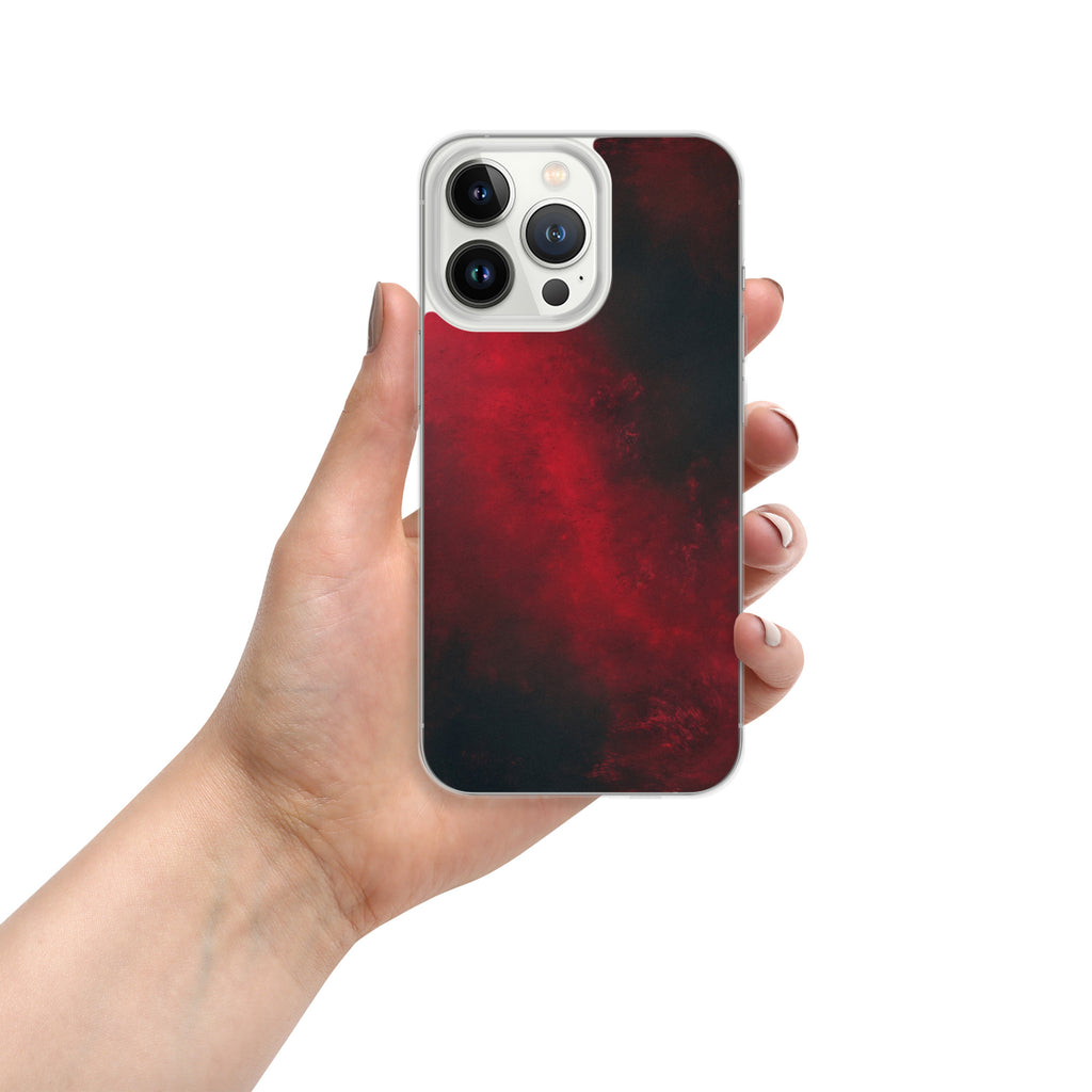Crimson Nebula Clear Case for iPhone 13 Pro - Red & Black Abstract Smoke Protective Cover