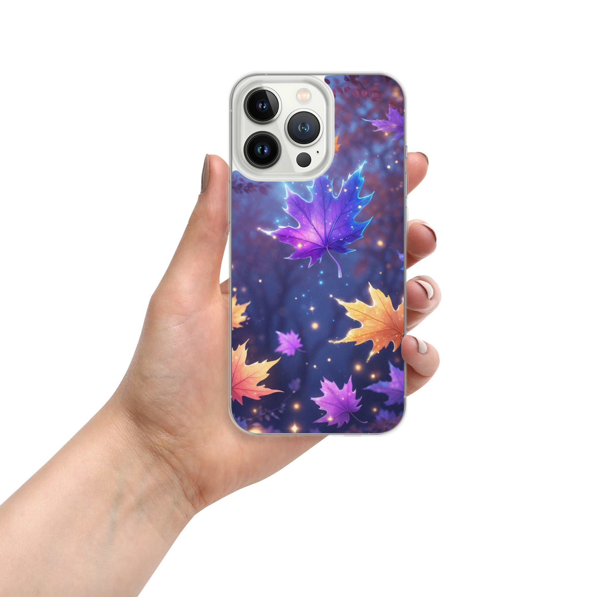 Enchanted Autumn Leaves Clear Case for iPhone 13 Pro - Fantasy Fall Maple Leaf Protective Cover