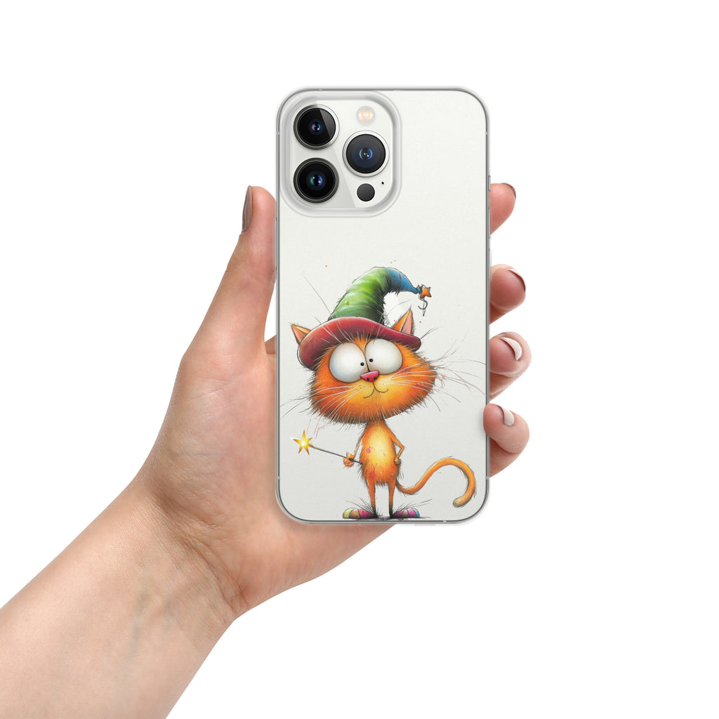 Wizard Cat Clear Case for iPhone 13 Pro - Funny Magic Kitty Cartoon Protective Cover