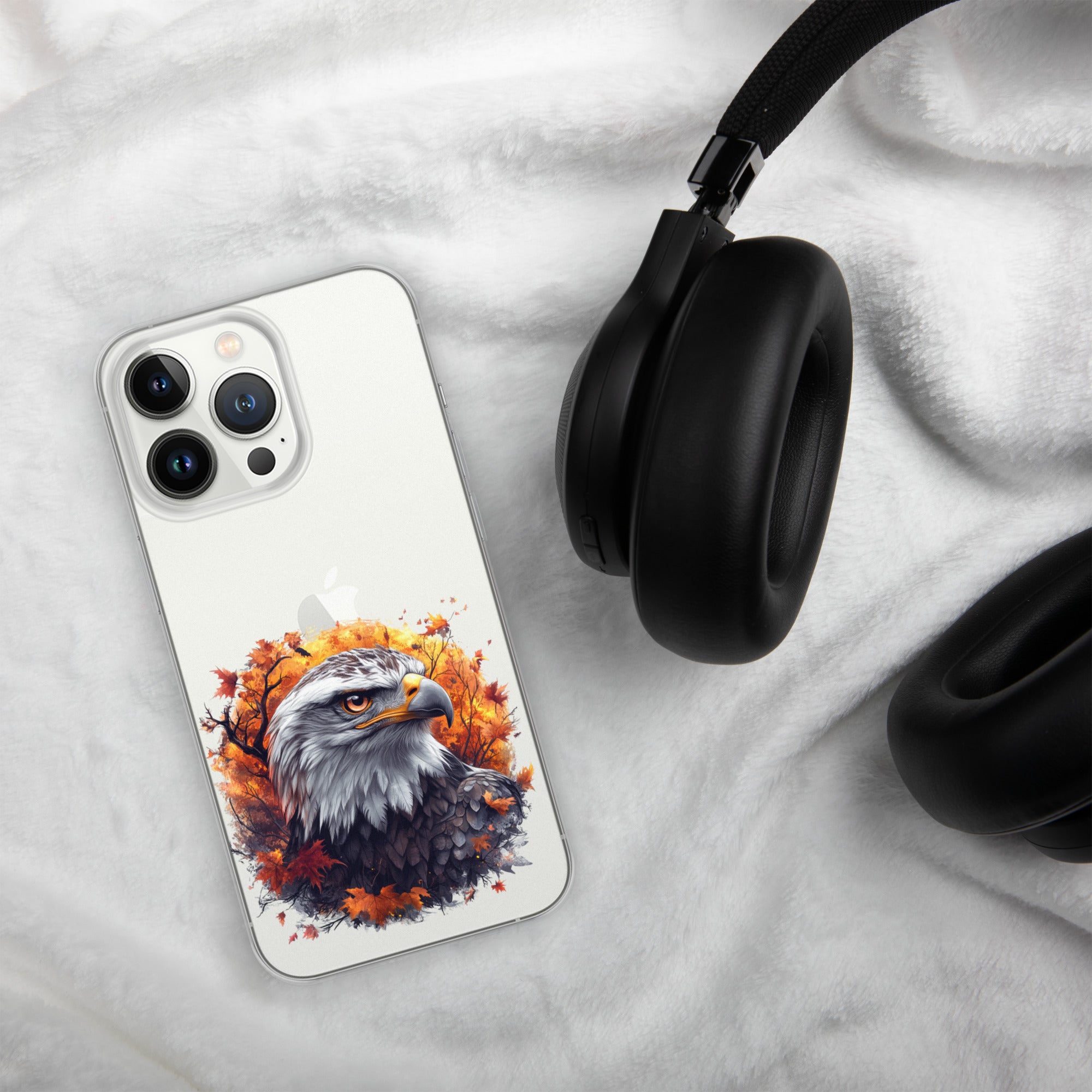 Autumn Eagle Spirit Clear Case for iPhone 13 Pro - Bald Eagle Fall Aesthetic Protective Cover