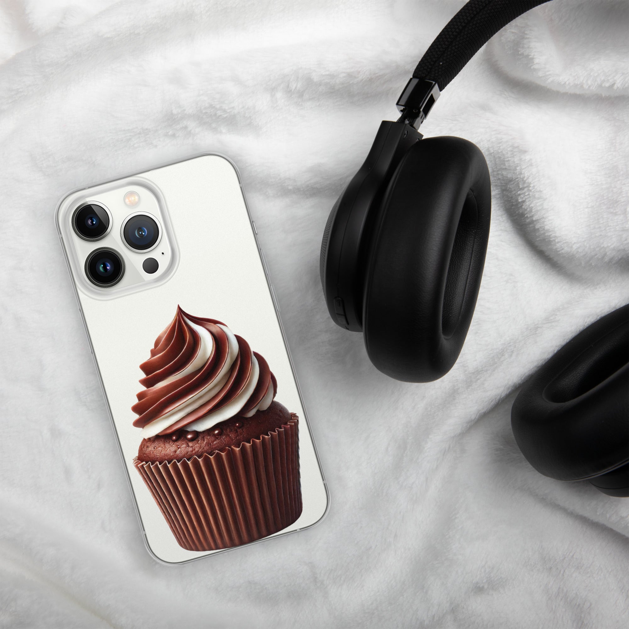 Chocolate Vanilla Swirl Cupcake Clear Case for iPhone 13 Pro - Dessert Aesthetic Protective Cover
