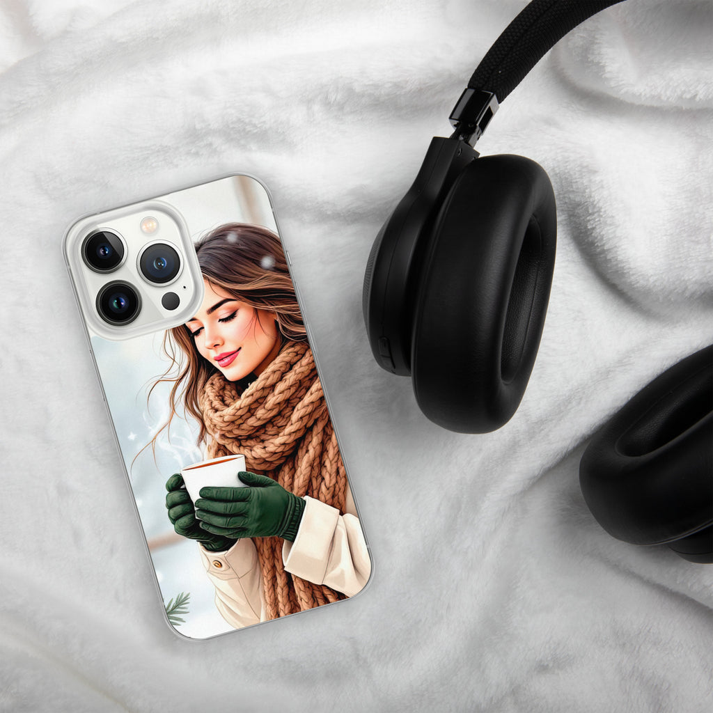 Cozy Winter Moments Clear Case for iPhone 13 Pro - Aesthetic Winter Girl Protective Cover