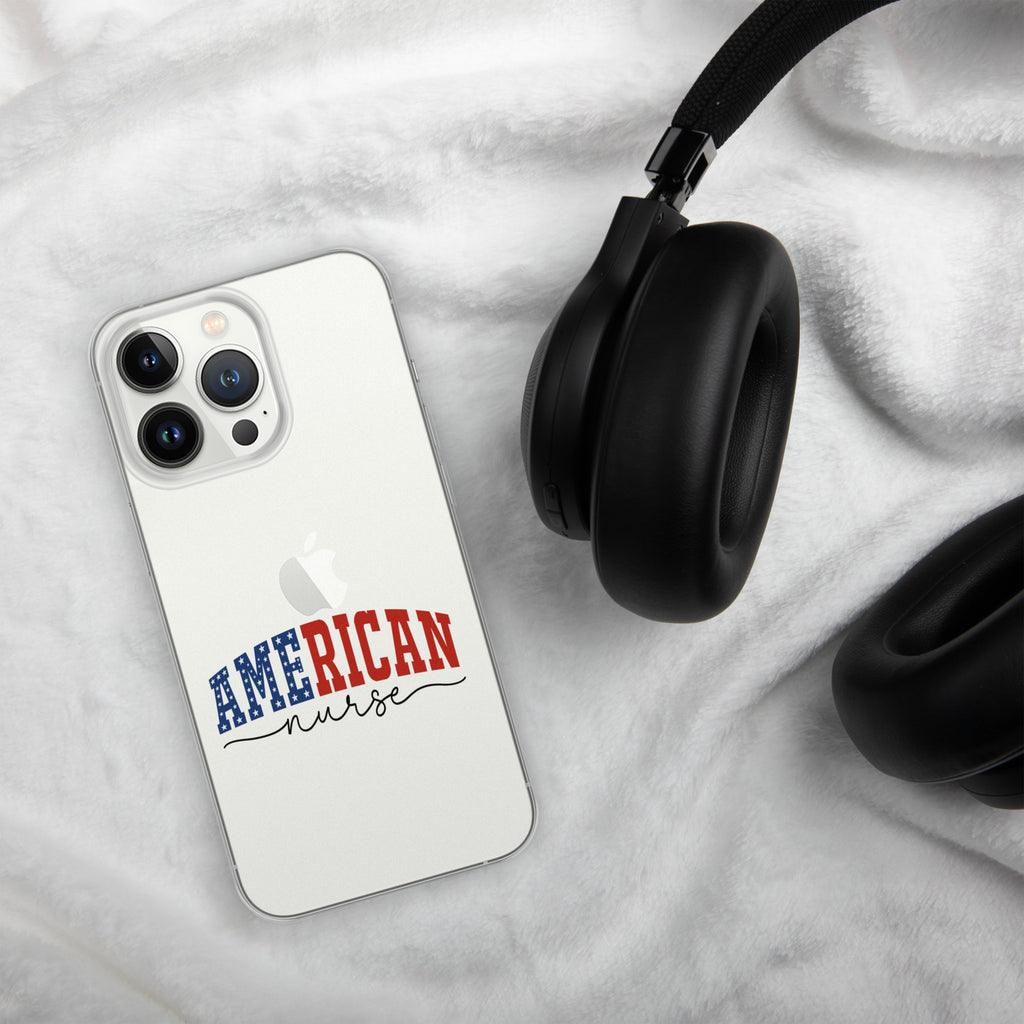 American Nurse Clear Case for iPhone 13 Pro - Patriotic Red, White & Blue Nursing Pride Cover