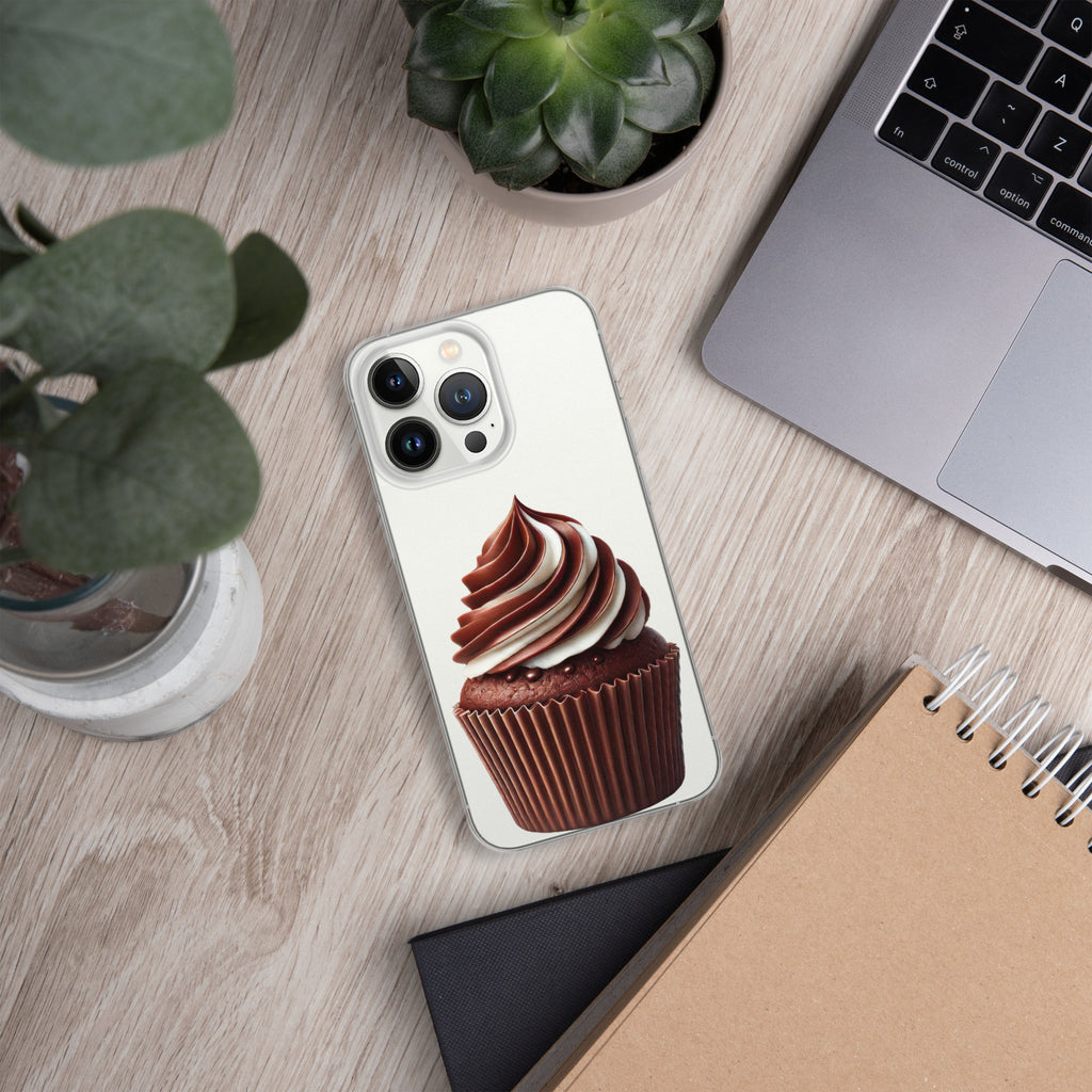 Chocolate Vanilla Swirl Cupcake Clear Case for iPhone 13 Pro - Dessert Aesthetic Protective Cover