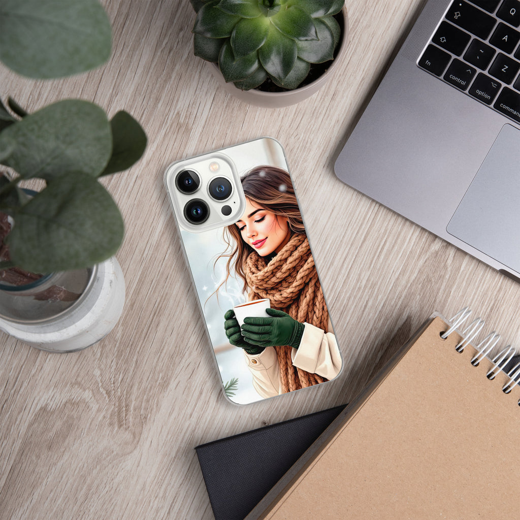 Cozy Winter Moments Clear Case for iPhone 13 Pro - Aesthetic Winter Girl Protective Cover