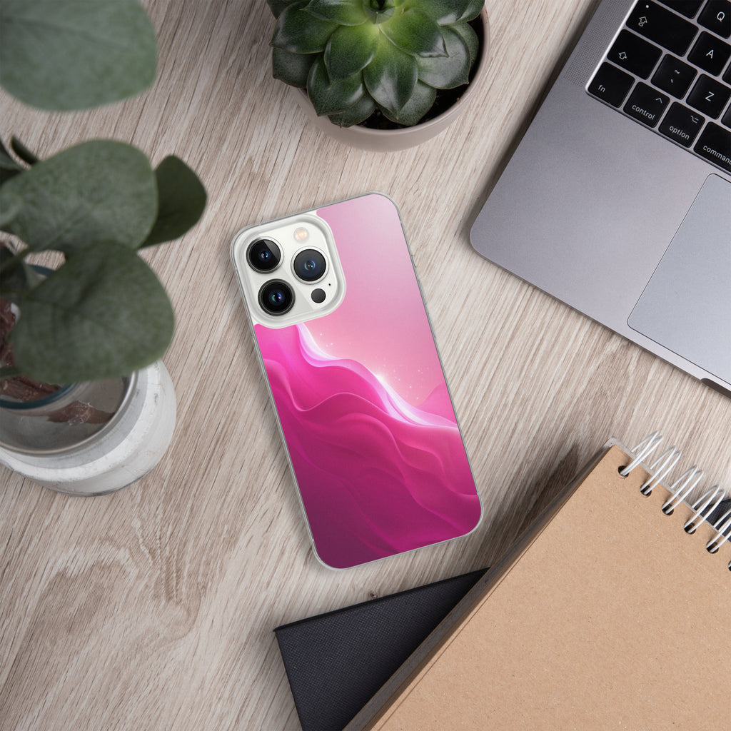 Pink Velvet Waves Dream Clear Case for iPhone 13 Pro - Abstract Pink Gradient Protective Cover