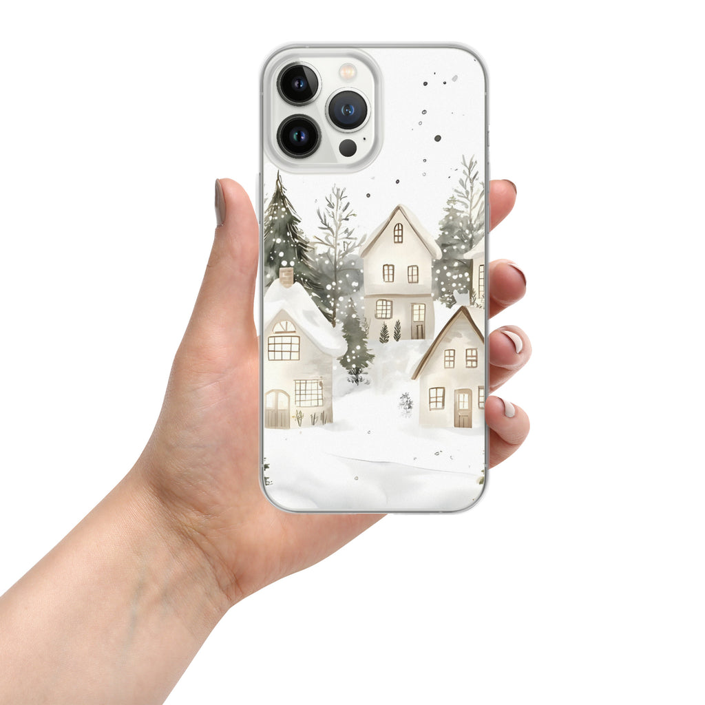 Winter Snow Village Clear Case for iPhone 13 Pro Max - Durable & Stylish Protective Phone Cover