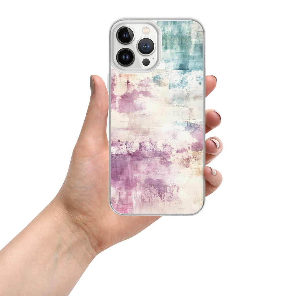 Pastel Abstract Brushstroke Clear Case for iPhone 13 Pro Max - Artistic Pastel Pattern Protective Cover