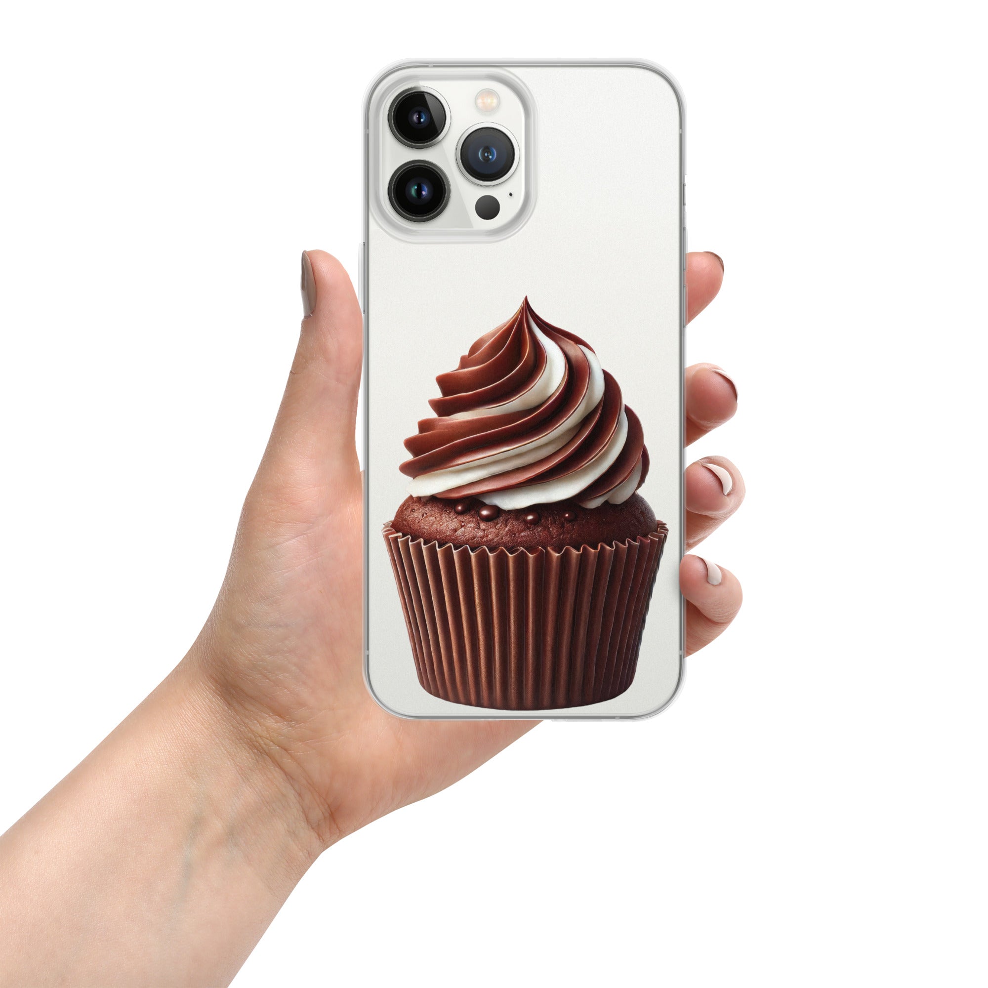 Chocolate Vanilla Swirl Cupcake Clear Case for iPhone 13 Pro Max - Dessert Aesthetic Protective Cover