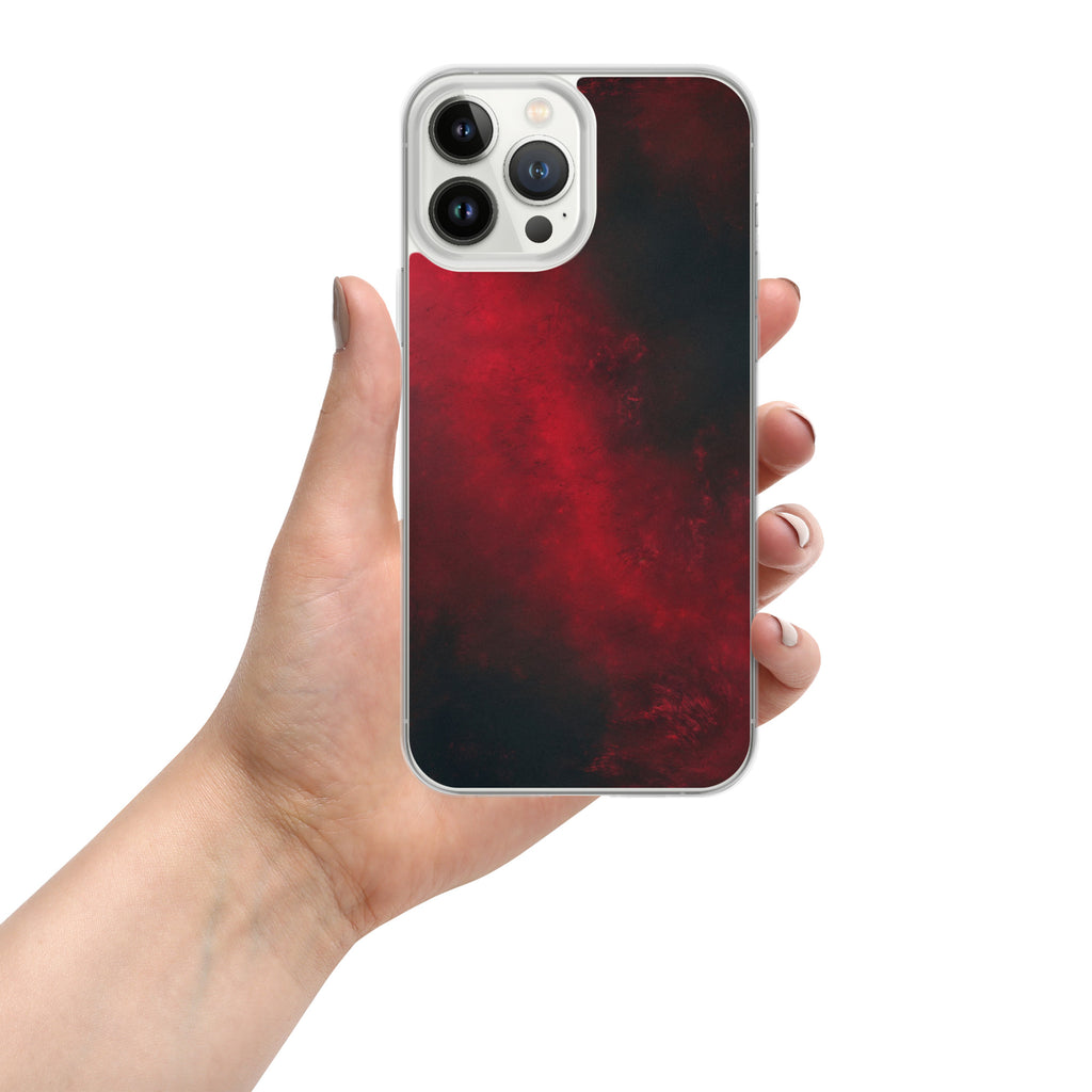 Crimson Nebula Clear Case for iPhone 13 Pro Max - Red & Black Abstract Smoke Protective Cover