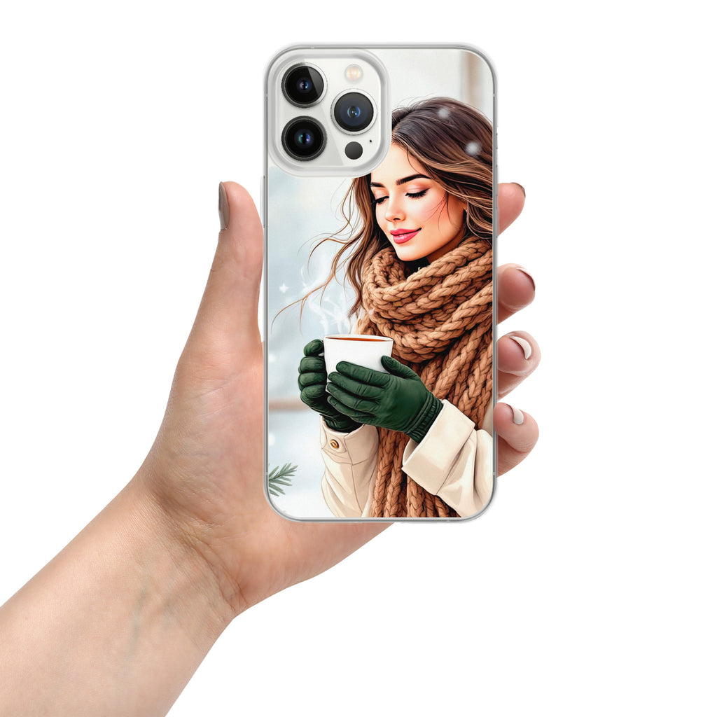 Cozy Winter Moments Clear Case for iPhone 13 Pro Max - Aesthetic Winter Girl Protective Cover