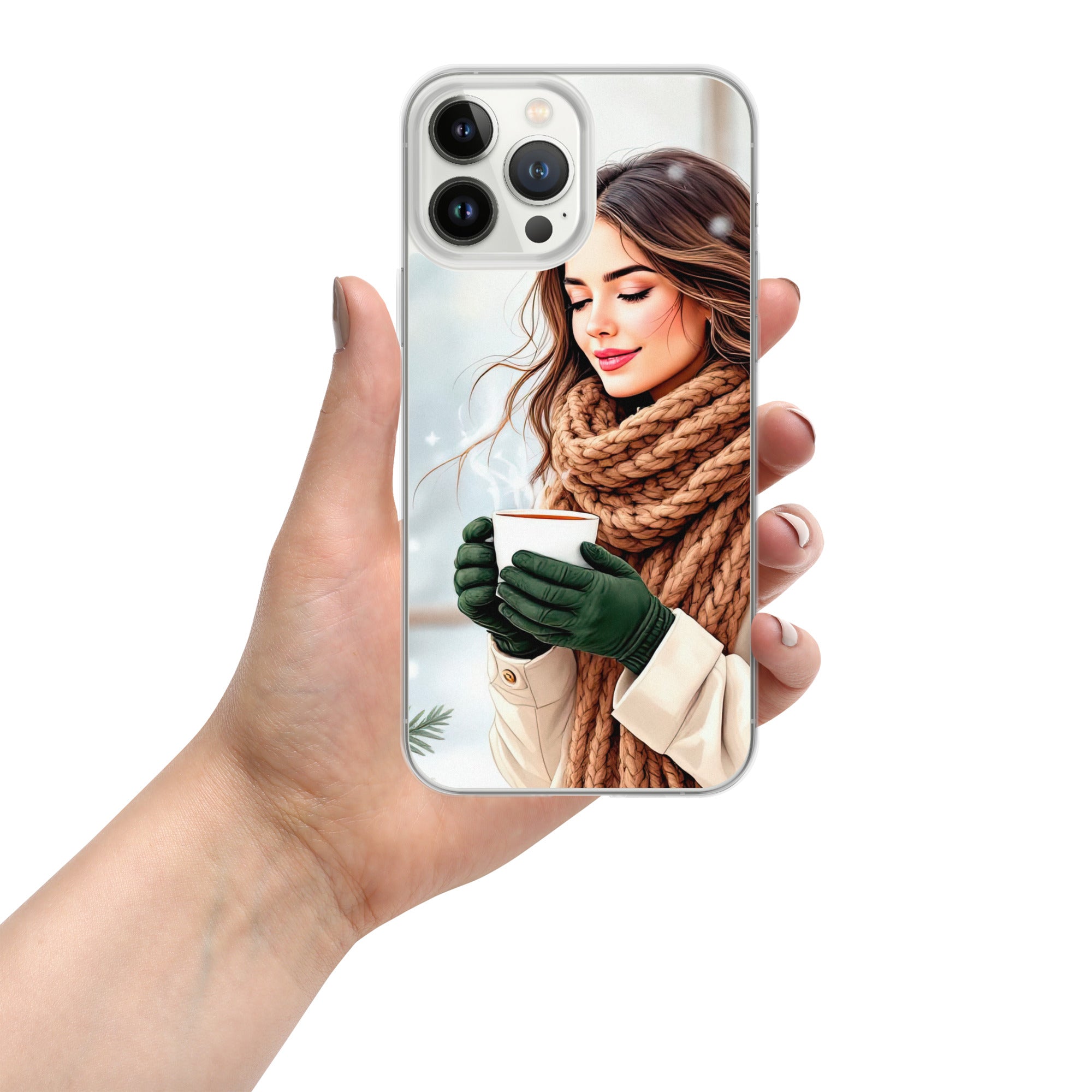 Cozy Winter Moments Clear Case for iPhone 13 Pro Max - Aesthetic Winter Girl Protective Cover