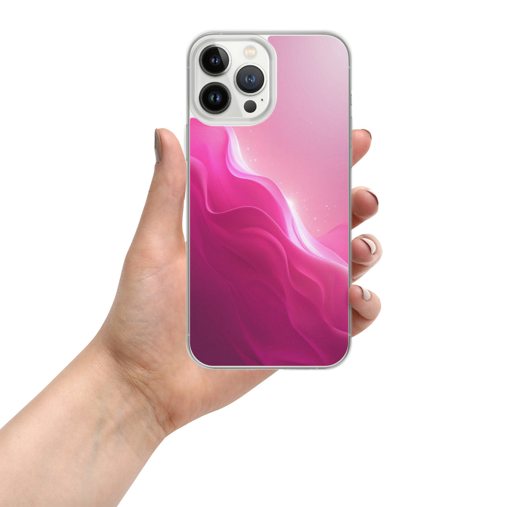 Pink Velvet Waves Dream Clear Case for iPhone 13 Pro Max - Abstract Pink Gradient Protective Cover