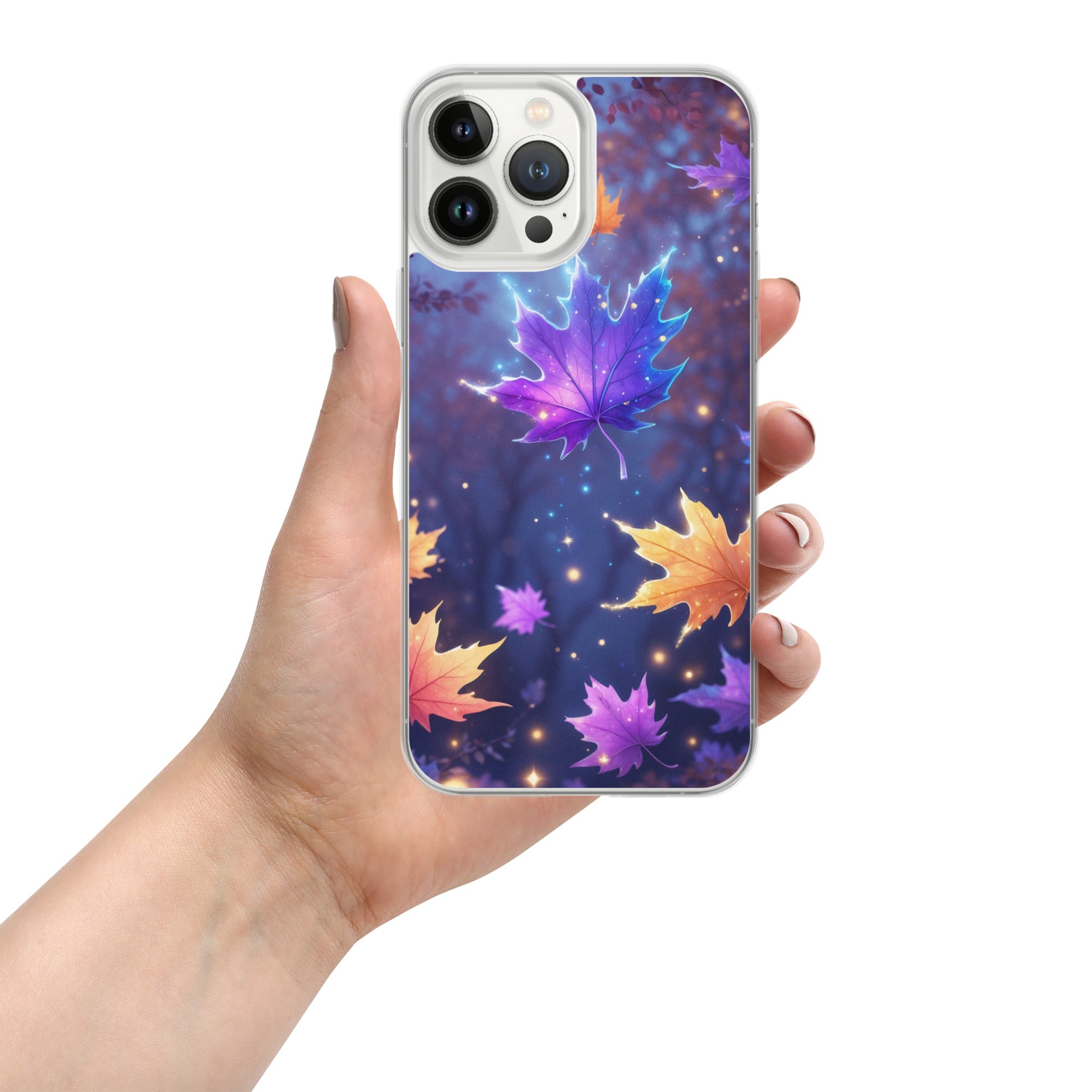 Enchanted Autumn Leaves Clear Case for iPhone 13 Pro Max - Fantasy Fall Maple Leaf Protective Cover