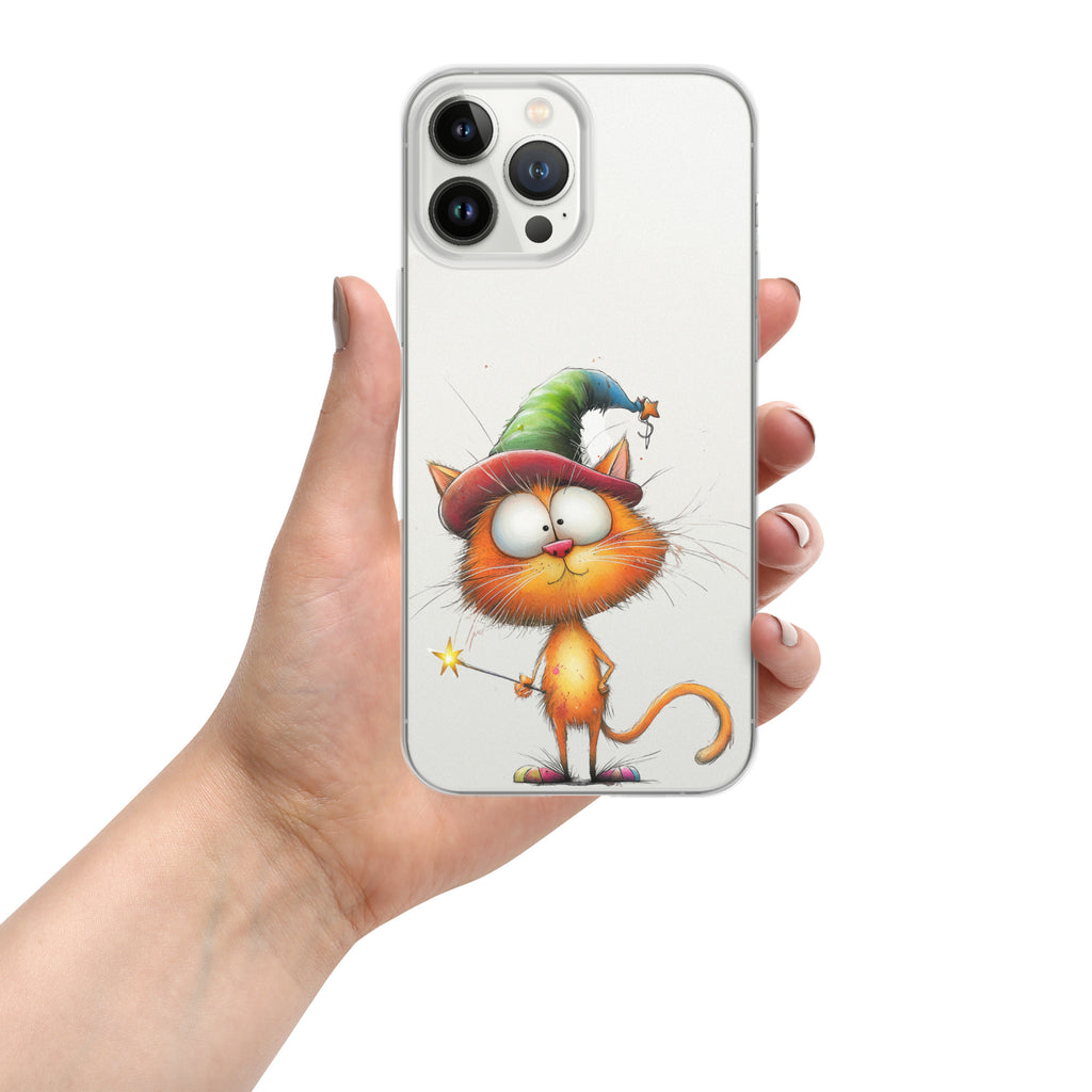 Wizard Cat Clear Case for iPhone 13 Pro Max - Funny Magic Kitty Cartoon Protective Cover