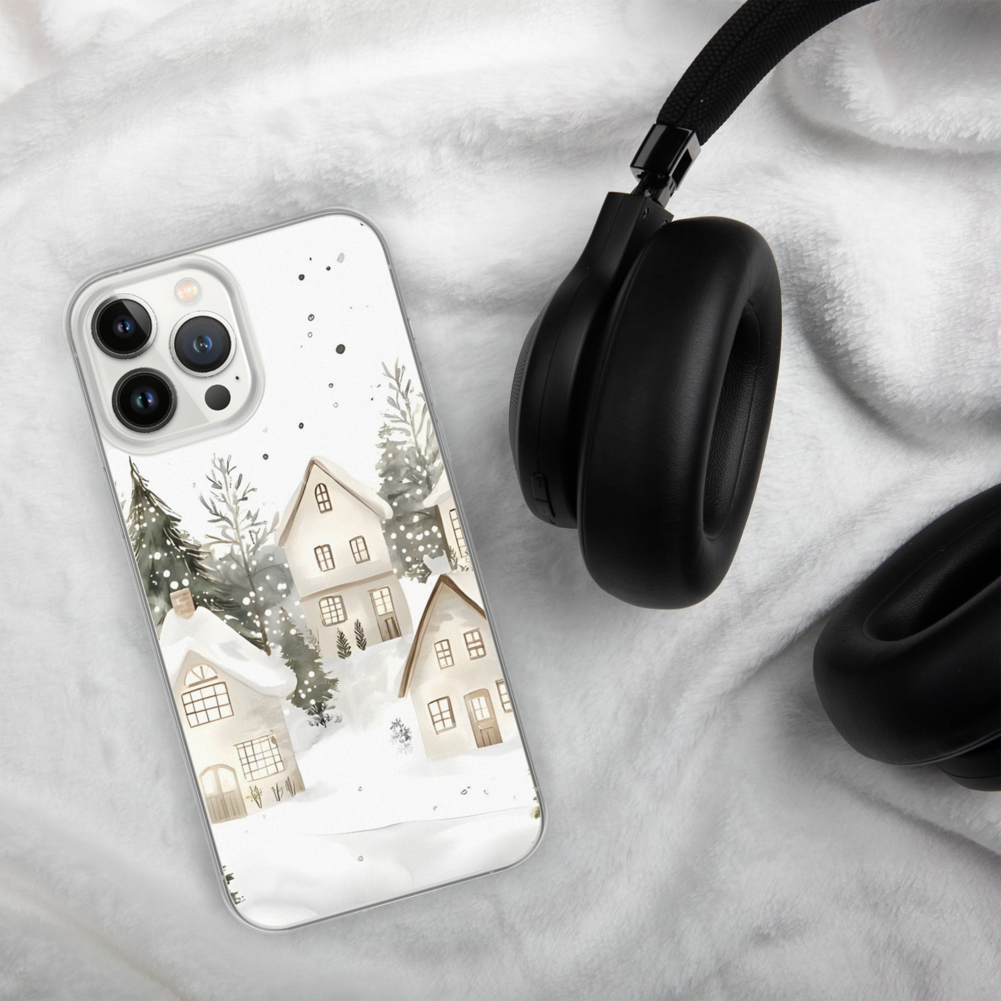 Winter Snow Village Clear Case for iPhone 13 Pro Max - Durable & Stylish Protective Phone Cover