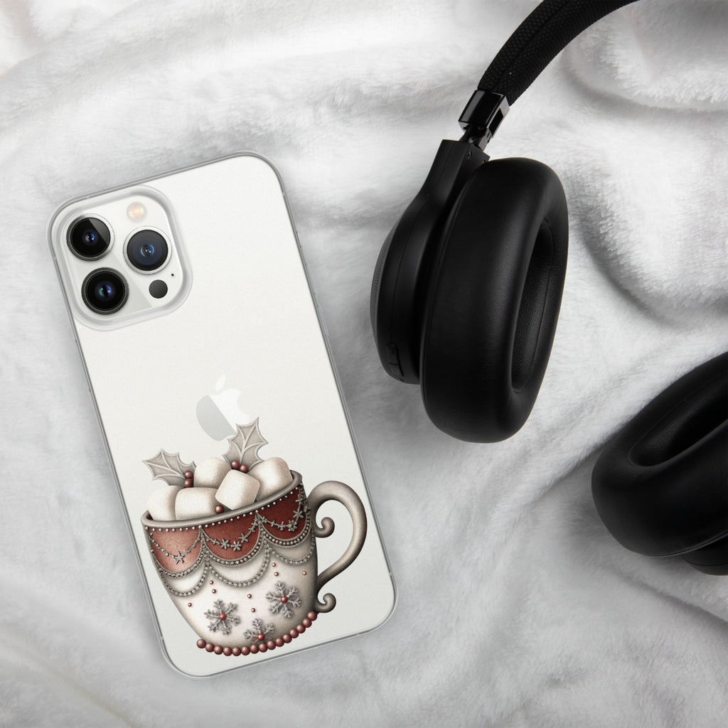 Holiday Cocoa Mug Clear Case for iPhone 13 Pro Max - Christmas Cozy Aesthetic Protective Cover