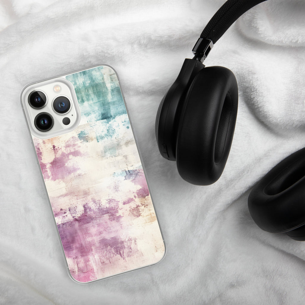Pastel Abstract Brushstroke Clear Case for iPhone 13 Pro Max - Artistic Pastel Pattern Protective Cover
