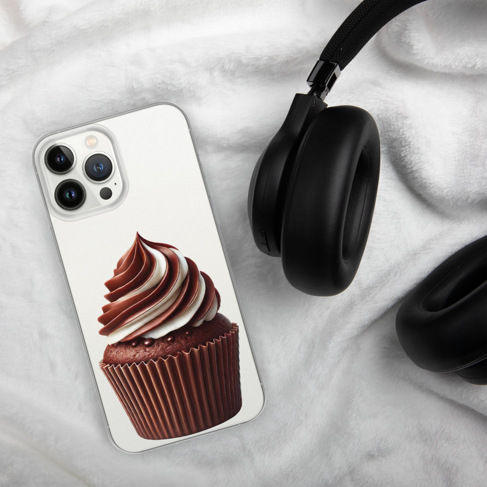 Chocolate Vanilla Swirl Cupcake Clear Case for iPhone 13 Pro Max - Dessert Aesthetic Protective Cover