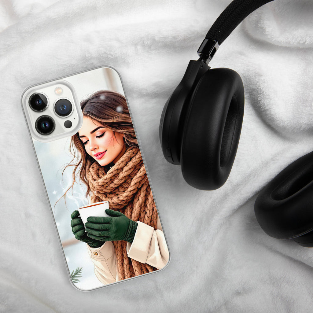 Cozy Winter Moments Clear Case for iPhone 13 Pro Max - Aesthetic Winter Girl Protective Cover