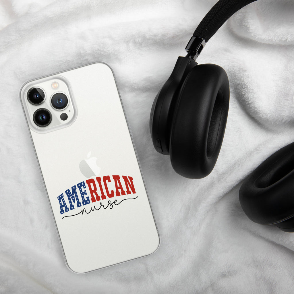 American Nurse Clear Case for iPhone 13 Pro Max - Patriotic Red, White & Blue Nursing Pride Cover
