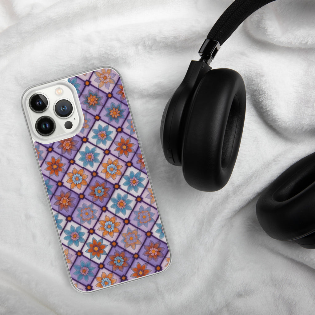 Violet Mosaic Blooms Clear Case for iPhone 13 Pro Max