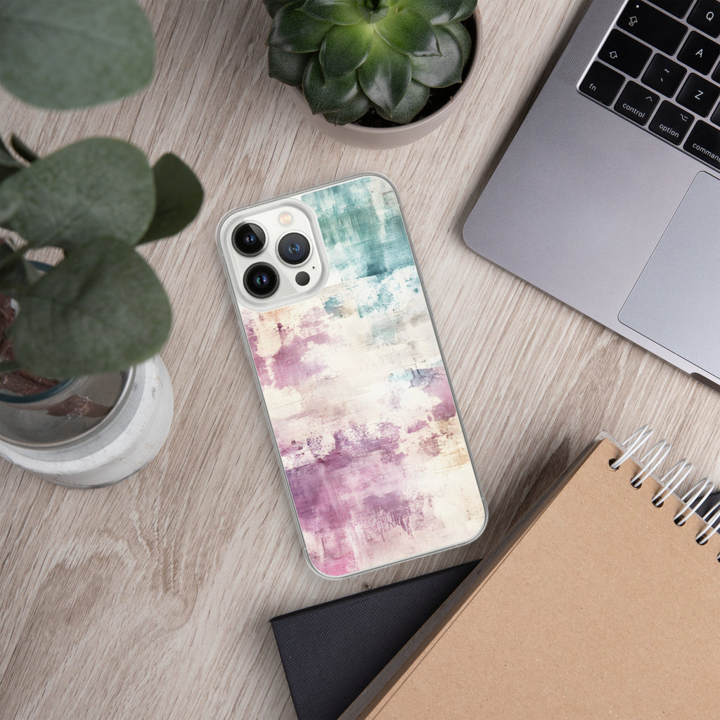 Pastel Abstract Brushstroke Clear Case for iPhone 13 Pro Max - Artistic Pastel Pattern Protective Cover